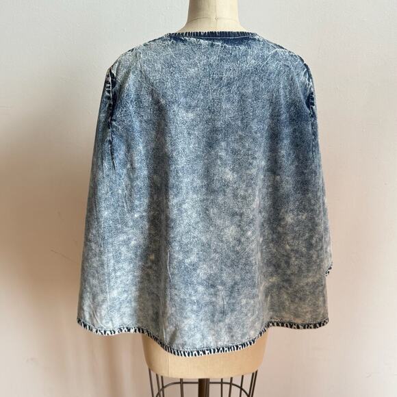 Retro LOVE GENERATION Acid-wash Denim Poncho - Picture 5 of 12